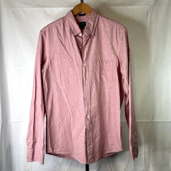 J Crew Flex Slim Fit Pink Long Sleeve Button Up Men's Cotton Shirt Size Medium - Picture 8 of 8